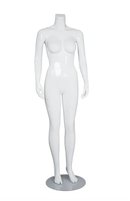 glossy white Brazilian female mannequin headless with optional changeable heads