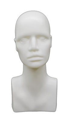 White lightweight plastic female abstract head display for jewelry and accessories