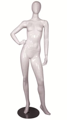 Glossy White Female Mannequin with Egghead