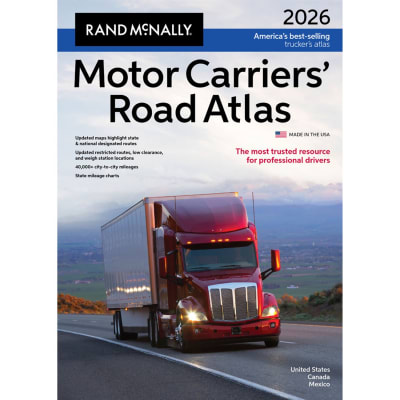 The official 45th edition of the Rand McNally Motor Carriers' Road Atlas is here. Designed for professional drivers, this atlas provides updated routes, restricted clearances, weigh station locations, and essential hazmat info to help you stay compliant.