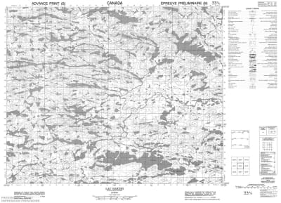 033B08 - LAC BARDIN - Topographic Map