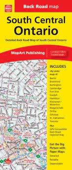 South Central Ontario Travel & Road Map. Detailed Back Road Map of South Central Ontario includes detail for Niagara Falls NY, Simcoe, Durham Region, GTA, Collingwood, the Kawarthas and more. City Centre Maps Include: Barrie, Brantford, Burlington, Cambri