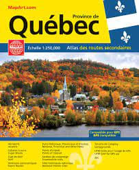 Quebec travel & road atlas. This large scale road atlas allows you to see all the names and numbers of the Provinces backroads and Highways and is GPS Compatible. Incluant les listes d'evenements/Includes Events Listing, Aeroports/Airports, Cabanes a sucr