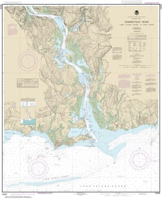 NOAA Chart 12375. Nautical Chart of Connecticut River Long lsland Sound to Deep River. NOAA charts portray water depths, coastlines, dangers, aids to navigation, landmarks, bottom characteristics and other features, as well as regulatory, tide, and other
