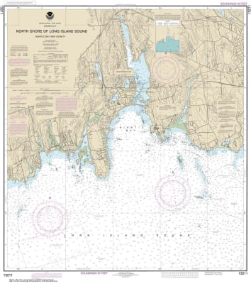 NOAA Chart 13211. Nautical Chart of North Shore of Long Island Sound Niantic Bay and Vicinity. NOAA charts portray water depths, coastlines, dangers, aids to navigation, landmarks, bottom characteristics and other features, as well as regulatory, tide, an