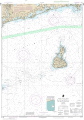 NOAA Chart 13215. Nautical Chart of Block Island Sound Point Judith to Montauk Point. NOAA charts portray water depths, coastlines, dangers, aids to navigation, landmarks, bottom characteristics and other features, as well as regulatory, tide, and other i
