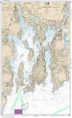 NOAA Chart 13221. Nautical Chart of Narragansett Bay. NOAA charts portray water depths, coastlines, dangers, aids to navigation, landmarks, bottom characteristics and other features, as well as regulatory, tide, and other information. They contain all cri