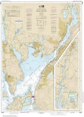 NOAA Chart 13226. Nautical Chart of Mount Hope Bay. NOAA charts portray water depths, coastlines, dangers, aids to navigation, landmarks, bottom characteristics and other features, as well as regulatory, tide, and other information. They contain all criti