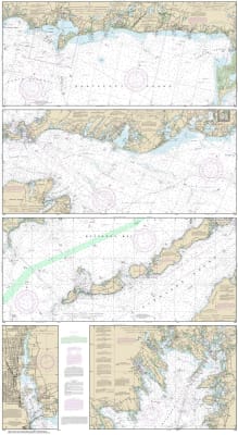 NOAA Chart 13229. SET OF TWO MAPS. Nautical Chart of South Coast of Cape Cod and Buzzards Bay. NOAA charts portray water depths, coastlines, dangers, aids to navigation, landmarks, bottom characteristics and other features, as well as regulatory, tide, an