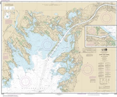NOAA Chart 13236. Nautical Chart of Cape Cod Canal and Approaches. NOAA charts portray water depths, coastlines, dangers, aids to navigation, landmarks, bottom characteristics and other features, as well as regulatory, tide, and other information. They co