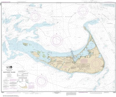 NOAA Chart 13241. Nautical Chart of Nantucket Island. NOAA charts portray water depths, coastlines, dangers, aids to navigation, landmarks, bottom characteristics and other features, as well as regulatory, tide, and other information. They contain all cri