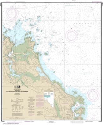 NOAA Chart 13269. Nautical Chart of Cohasset and Scituate Harbors. NOAA charts portray water depths, coastlines, dangers, aids to navigation, landmarks, bottom characteristics and other features, as well as regulatory, tide, and other information. They co