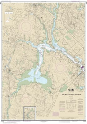 NOAA Chart 13285. Nautical Chart of Portsmouth to Dover and Exeter. NOAA charts portray water depths, coastlines, dangers, aids to navigation, landmarks, bottom characteristics and other features, as well as regulatory, tide, and other information. They c