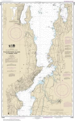 NOAA Chart 14783. Nautical Chart of Four Brothers Islands to Barber Point. NOAA charts portray water depths, coastlines, dangers, aids to navigation, landmarks, bottom characteristics and other features, as well as regulatory, tide, and other information.