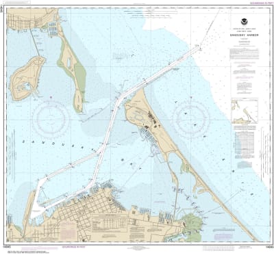 NOAA Chart 14845. Nautical Chart of Sandusky Harbor. NOAA charts portray water depths, coastlines, dangers, aids to navigation, landmarks, bottom characteristics and other features, as well as regulatory, tide, and other information. They contain all crit