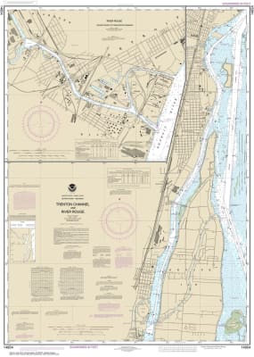 NOAA Chart 14854. Nautical Chart of Trenton Channel and River Rouge - River Rouge. NOAA charts portray water depths, coastlines, dangers, aids to navigation, landmarks, bottom characteristics and other features, as well as regulatory, tide, and other info