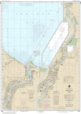 NOAA Chart 14867. Nautical Chart of Saginaw River. NOAA charts portray water depths, coastlines, dangers, aids to navigation, landmarks, bottom characteristics and other features, as well as regulatory, tide, and other information. They contain all critic