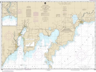 NOAA Chart 14908. Nautical Chart of 14908 Dutch Johns Point to Fishery Point, including Big Bay de Noc and Little Bay de Noc - Manistique. NOAA charts portray water depths, coastlines, dangers, aids to navigation, landmarks, bottom characteristics and oth