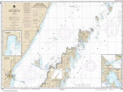 NOAA Chart 14909. Nautical Chart of Upper Green Bay - Jackson Harbor and Detroit Harbor - Detroit Harbor - Jackson. NOAA charts portray water depths, coastlines, dangers, aids to navigation, landmarks, bottom characteristics and other features, as well as