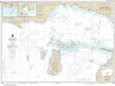 NOAA Chart 14911. Nautical Chart of Waugoshance Point to Seul Choix Point, including Beaver Island Group - Port Inland - St James Harbor. NOAA charts portray water depths, coastlines, dangers, aids to navigation, landmarks, bottom characteristics and othe