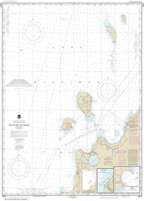 NOAA Chart 14912. Nautical Chart of Platte Bay to Leland - Leland - South Manitou Harbor. NOAA charts portray water depths, coastlines, dangers, aids to navigation, landmarks, bottom characteristics and other features, as well as regulatory, tide, and oth