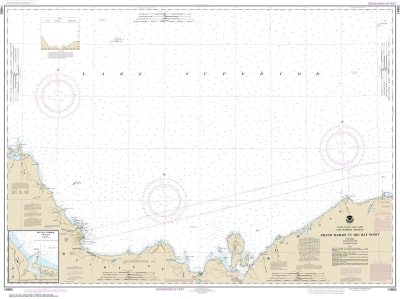 NOAA Chart 14963. Nautical Chart of Grand Marais to Big Bay Point - Big Bay Harbor. NOAA charts portray water depths, coastlines, dangers, aids to navigation, landmarks, bottom characteristics and other features, as well as regulatory, tide, and other inf