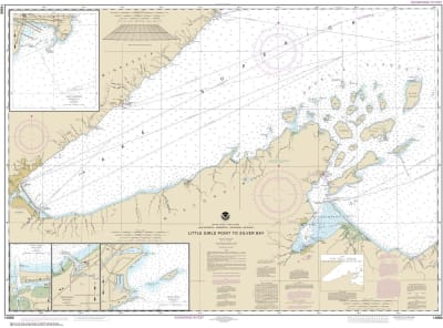 NOAA Chart 14966. Nautical Chart of Little Girls Point to Silver Bay including Duluth and Apostle Islands - Cornucopia Harbor - Port Wing Harbor - Knife River Harbor - Two Harbors. NOAA charts portray water depths, coastlines, dangers, aids to navigation,