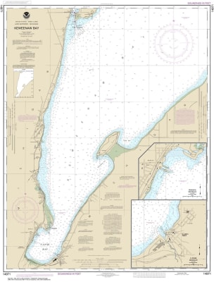 NOAA Chart 14971. Nautical Chart of Keweenaw Bay - L Anse and Baraga Harbors. NOAA charts portray water depths, coastlines, dangers, aids to navigation, landmarks, bottom characteristics and other features, as well as regulatory, tide, and other informati