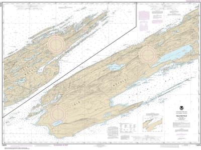 NOAA Chart 14976. Nautical Chart of Isle Royale. NOAA charts portray water depths, coastlines, dangers, aids to navigation, landmarks, bottom characteristics and other features, as well as regulatory, tide, and other information. They contain all critical