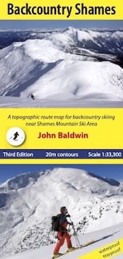 Backcountry Shames BC - back country skiing map. Backcountry Shames describes back country skiing near Shames Mountain ski area in northwestern British Columbia. Routes are marked on a 1:33,300 scale topographic map and include information on ski ascent r