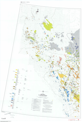Gas Pools in Western Canada. This map shows all of the gas pools in Western Canada. Current to the early 1980's. Shows the location of known oil pools at the time. Includes details for each stratigraphic interval, ranked by initial and recoverable reserve