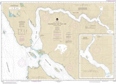 NOAA Chart 17311. Nautical Chart of Holkham Bay And Tracy Arm - Stephens Passage. NOAA charts portray water depths, coastlines, dangers, aids to navigation, landmarks, bottom characteristics and other features, as well as regulatory, tide, and other infor