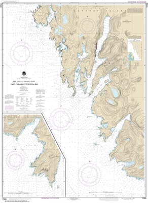 NOAA Chart 17330. Nautical Chart of West Coast of Baranof Island Cape Ommaney to Byron Bay- Alaska. NOAA charts portray water depths, coastlines, dangers, aids to navigation, landmarks, bottom characteristics and other features, as well as regulatory, tid