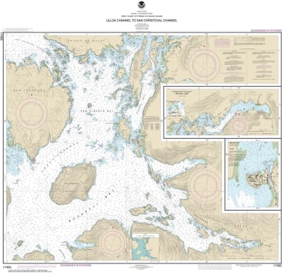 NOAA Chart 17405. Nautical Chart of Ulloa Channel to San Christoval Channel - North Entrance, Big Salt Lake - Shelter Cove, Craig - Alaska. NOAA charts portray water depths, coastlines, dangers, aids to navigation, landmarks, bottom characteristics and ot