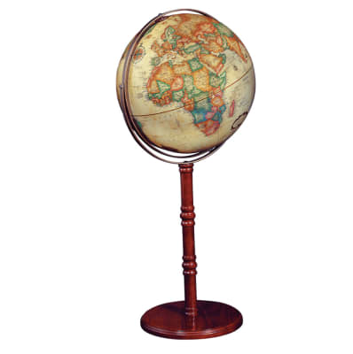 Commander II - 16 Inch Globe. High atop its handsome wooden floor stand, the Commander II summons the attention and admiration of all who see it. Featuring a 16 inch diameter, this antique-style globe combines cartographic excellence with style, lending g