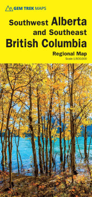 Gem Treks 1:840,000 Southwest Alberta and Southeast British Columbia Map is designed for visitors looking to explore the regions east and west of the Canadian Rockies, including the Kootenays of British Columbia, the Alberta foothills, and west-central A