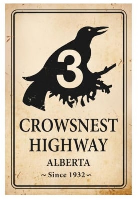 Crowsnest Highway 3 Alberta Vintage Metal Sign
