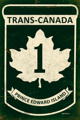 Replica Trans-Canada Highway 1 - Prince Edward Island Metal Sign measures 12 inches by 18 inches and weighs in at 2 lb(s). This Metal Sign is hand made in the USA using heavy gauge American steel.