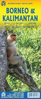 Essential double-sided travel map of Kalimantan (Indonesian Borneo). Features detailed geography for exploring the adventure zone, including Tanjung Puting National Park (Orangutans) and the Mahakam River. Locate major cities like Banjarmasin and the road