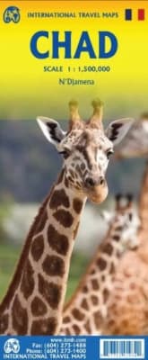 Detailed Chad Road Map and Travel Guide for Central Africa. Features N'Djamena inset map, Lake Chad coverage, and historical notes on WWII campaigns (LeClerc's march). Perfect for overland travel.