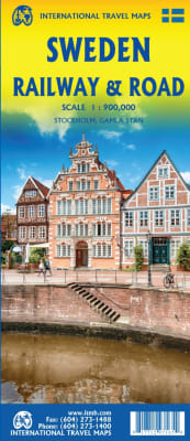 Sweden Railway & Road Travel Map: Elevations, Attractions, Cities, Ferry Routes & More.  This detailed travel map of Sweden is your essential guide for exploring by rail or road. Featuring elevations, roads, urban areas, attractions, airports, viewpoints,