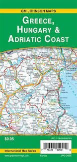 GREECE HUNGARY & ADRIATIC COAST ROAD MAP.  This is a detailed Freytag & Berndt two-sided folded road map showing distances, points of interest, a full index and legend. Scale is 2 inches to 60 km.