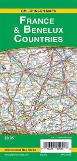 FRANCE & BENELUX ROAD MAP.  This is a detailed Freytag & Berndt two-sided folded road map showing distances, points of interest, a full index and legend. Scale is 2 inches to 60 km.