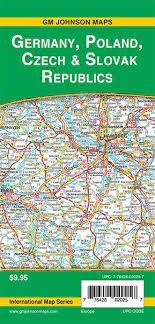 GERMANY, POLAND, CZECH & SLOVAK REPUBLICS ROAD MAP.  This map includes Germany, Poland, Czech Republic and Slovak Republic.  Insets of Berlin, Bratislava, Frankfurt, Munich, Prague and Warsaw are shown.