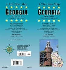 GEORGIA FIVE STAR ROAD MAP.  This map includes a mileage chart and index.  Areas covered are Albany Atlanta & Vicinity, Athens, Augusta/Aiken, Brunswick and the Golden Isles, Columbus & vicinity, Macon/Warner Robins, Savannah & vicinity, and Valdosta.