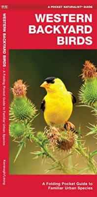 Identify 140+ Western US backyard birds easily! This durable, pocket-sized guide covers species west of the 100th Meridian, plus pro bird feeding tips.