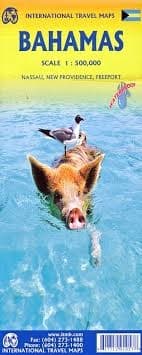 The essential Bahamas map for island-hopping. Double-sided: one side offers a regional overview (1:1,100,000), the reverse features 12 individual islands in detail, including Exuma, Grand Bahama, Inagua, and San Salvador. Detailed roads for easy navigatio