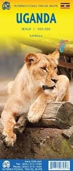 Detailed topographic map of Uganda with beautiful shading, a Kampala inset, and a full place name index. Includes essential statistical information.