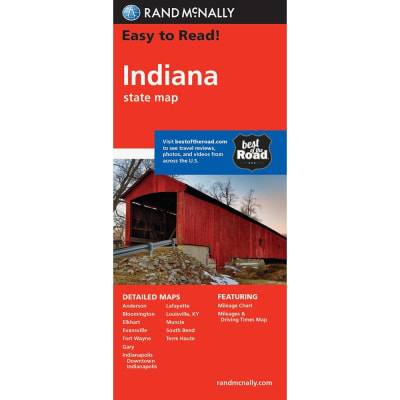Indiana State Road Map. This easy to reads map is a must have for anyone traveling in and around Indiana, offering unbeatable accuracy and reliability at a great price.  Includes detailed maps of Anderson, Bloomington, Elkhart, Evansville, Fort Wayne, Gar