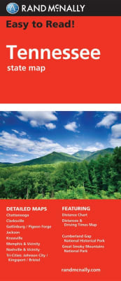 Rand McNally Easy To Read Tennessee State Map featuring large print text, Nashville and Memphis metro insets, and Great Smoky Mountains National Park detail.